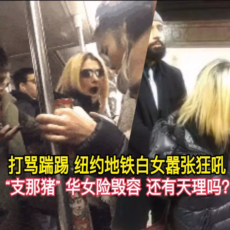 打罵踹踢 紐約地鐵白女囂張狂吼「支那豬」 華女險毀容 還有天理嗎?(視頻/組圖)