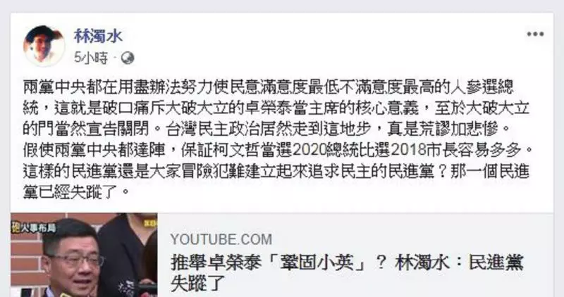藍綠都拚「滿意度最低者」?林濁水:柯選總統比市長容易