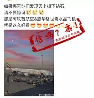 阿聯航空客機「鑲滿詩華洛世奇水晶」有夠狂 全球網友驚呆讚:不愧是杜拜Style!