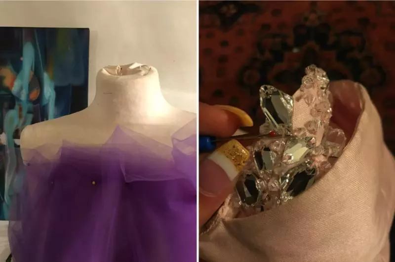 女高中生「畢業舞會前一晚」突然決定DIY禮服!只花500元打造「紫色浪漫花瓣禮服」被讚爆:1萬我也買
