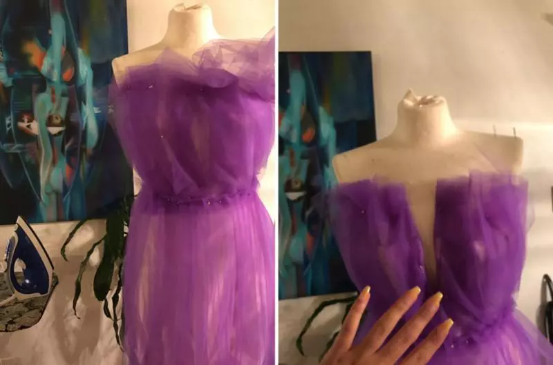 女高中生「畢業舞會前一晚」突然決定DIY禮服!只花500元打造「紫色浪漫花瓣禮服」被讚爆:1萬我也買