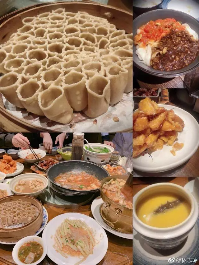 林志玲吃美食,曬自拍,為山西太原美食打call, 調侃自己吃太圓了