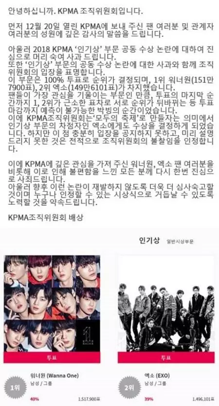 沒想到KPMA也是「分豬肉大會」,EXO和Wanna One竟然共同獲獎!