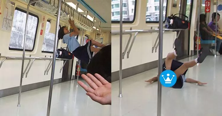 抓北捷握把爽當泰山!學生妹下秒糗跌全都錄…網友歪樓笑:初戀的粉色系