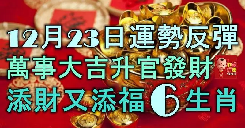 12月23日起運勢反彈,萬事大吉,升官發財,添財又添福的6大生肖!