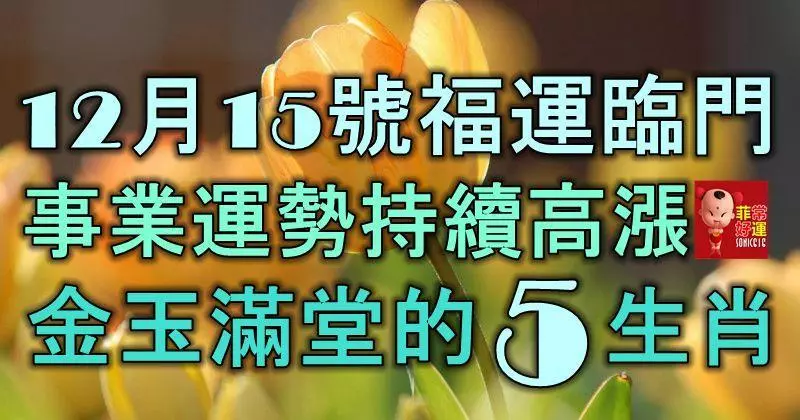 12月15號開始,福運臨門,事業運勢持續高漲,金玉滿堂的5大生肖!