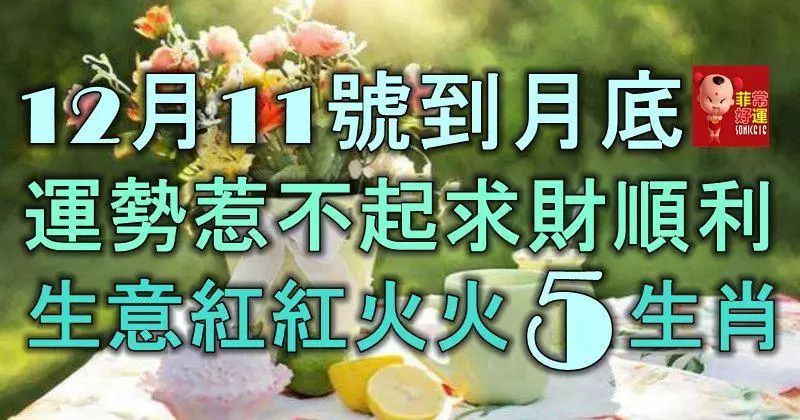 12月11號到月底,運勢惹不起,求財順利,生意紅紅火火的5大生肖!