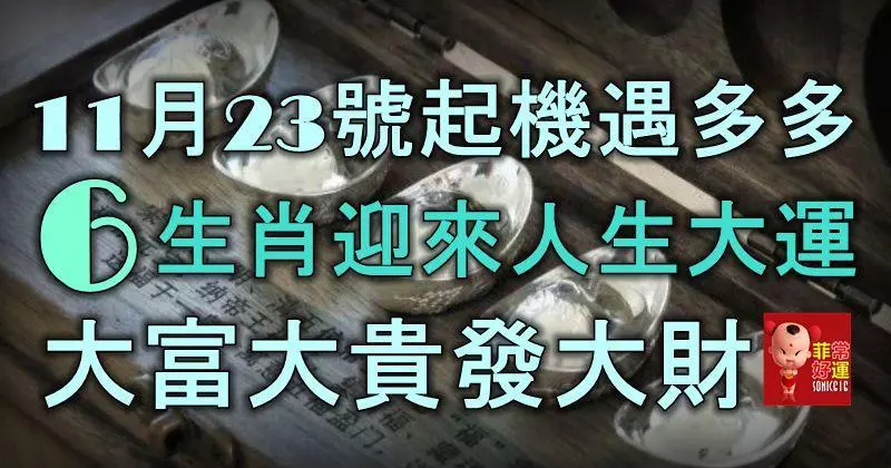11月23號起機遇多多,6大生肖迎來人生大運,大富大貴發大財!