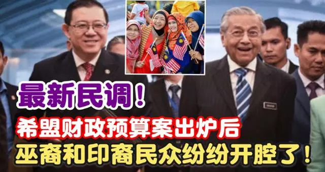 最新民調~【希盟提交2019財政預算案後】可見巫裔和印裔紛紛開腔了!~