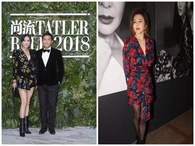 劉嘉玲撞衫關之琳,同款印花裝,終於見識了保養和放縱的差距!