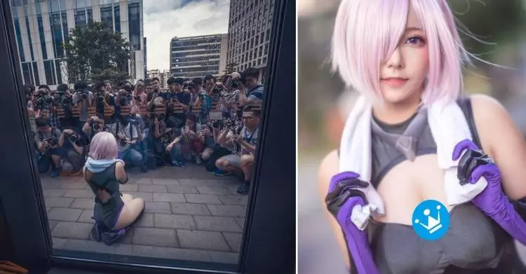 吸晴美少女Coser!圍起人牆超猛…神還原《Mash Kyrielight》超深溝 立刻爆紅 !