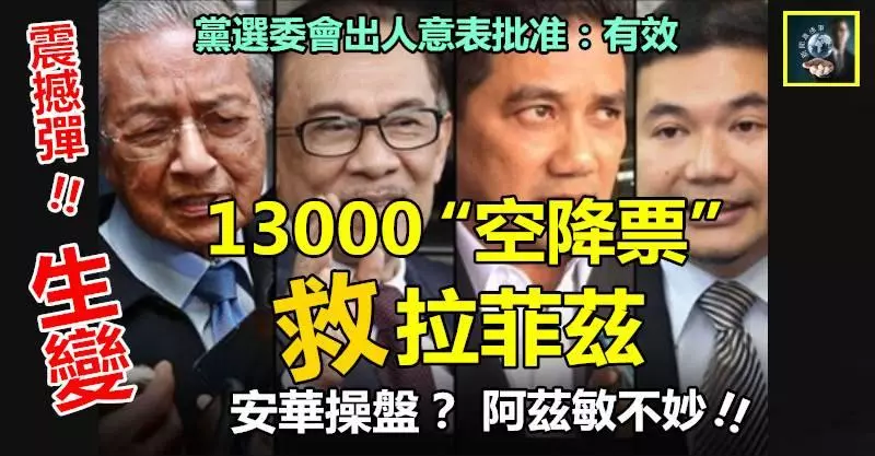 【震撼彈】生變 !! 13000「空降票」救拉菲茲,阿茲敏不妙~~是安華背後操盤和老馬過招嗎?