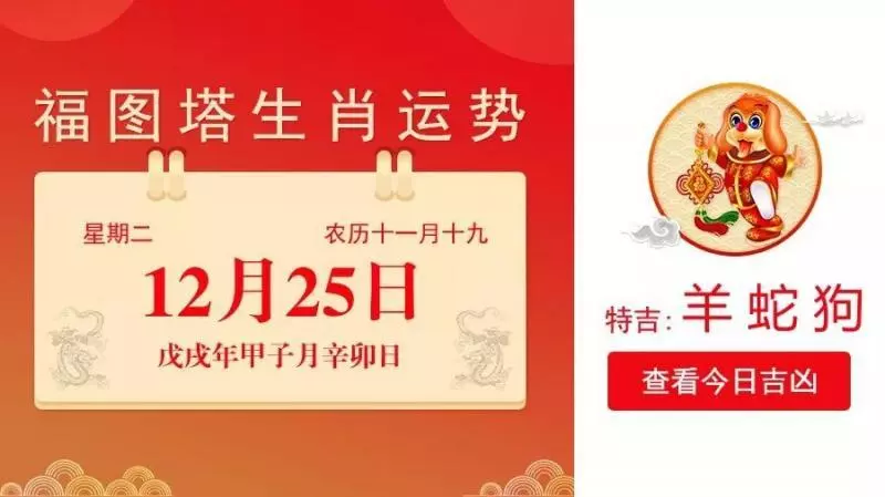 12月25日生肖運勢_羊、蛇、狗大吉