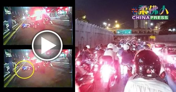 疑撞向摩哆專用道路旁的紅色塑料路錐,導致數名摩哆騎士相撞,造成1死2傷