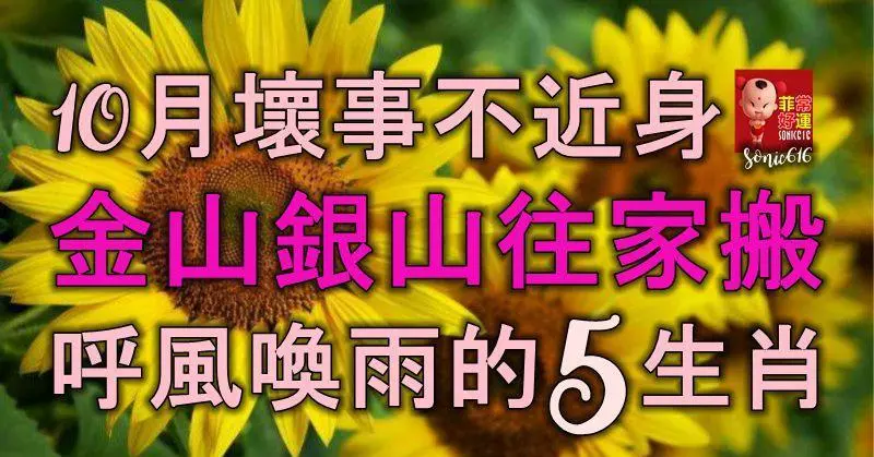 10月壞事不近身,金山銀山往家搬,呼風喚雨的5生肖!