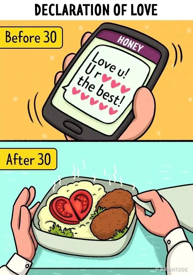 13 組「30 歲前 vs 30 歲後」插畫,告訴你隨著年紀增長【愛情的面貌會變得不一樣】