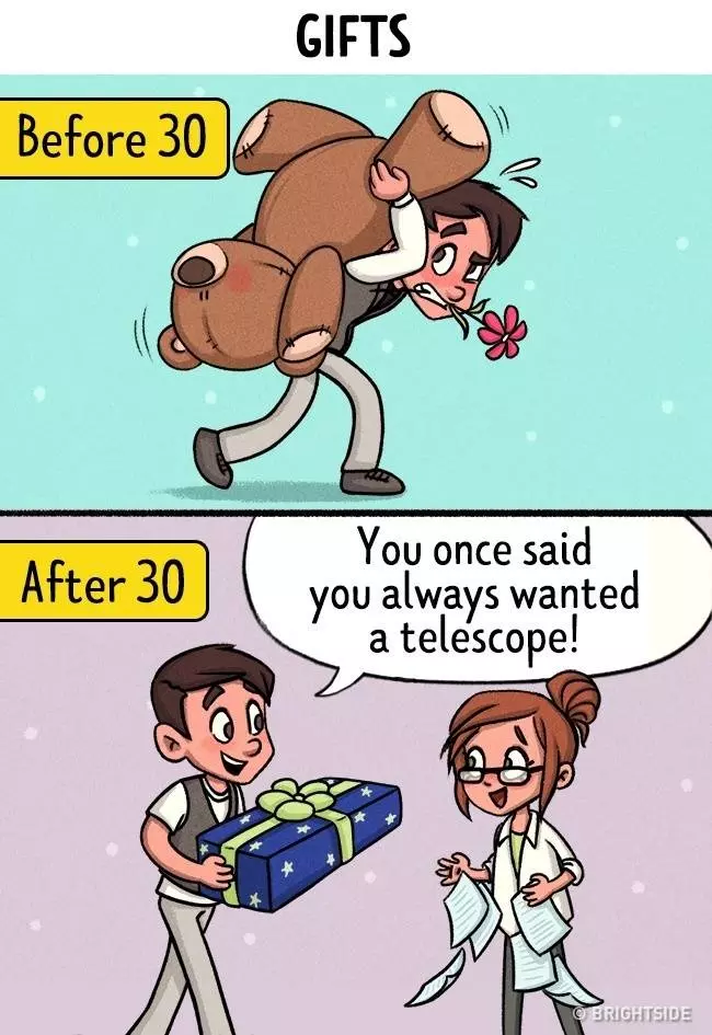 13 組「30 歲前 vs 30 歲後」插畫,告訴你隨著年紀增長【愛情的面貌會變得不一樣】