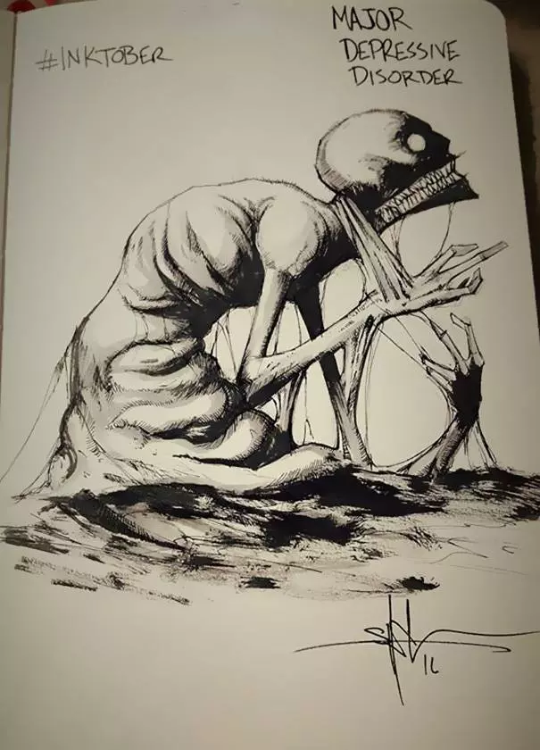 《 18 幅恐怖顫慄插畫》一次讓你看懂【精神疾病者的狂亂心理狀態】