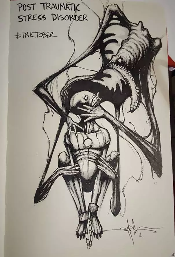 《 18 幅恐怖顫慄插畫》一次讓你看懂【精神疾病者的狂亂心理狀態】