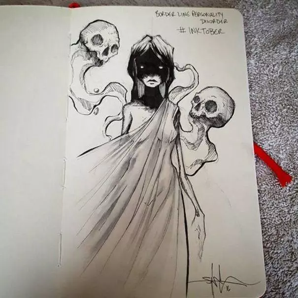 《 18 幅恐怖顫慄插畫》一次讓你看懂【精神疾病者的狂亂心理狀態】