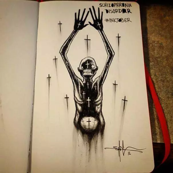 《 18 幅恐怖顫慄插畫》一次讓你看懂【精神疾病者的狂亂心理狀態】