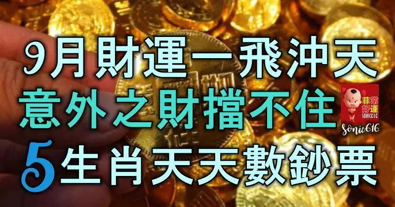 9月財運一飛沖天,意外之財擋不住,5生肖天天數鈔票,大富大貴
