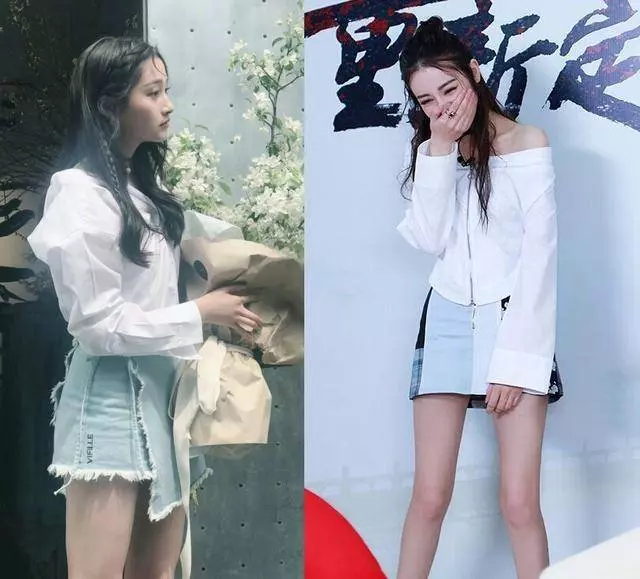 21歲關曉彤和26歲熱巴同時撞衫,一個美如女神,一個卻像路人