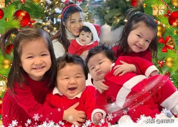 TVB花旦鐘嘉欣曬兒女聖誕合照,姐姐抱住弟弟露甜笑超萌