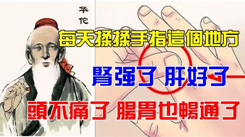 華佗留下的醫書記載,每天揉揉手指這個地方腎強了肝好了頭不痛了腸胃也暢通了, 很多人都在悄悄做!快學起了吧!