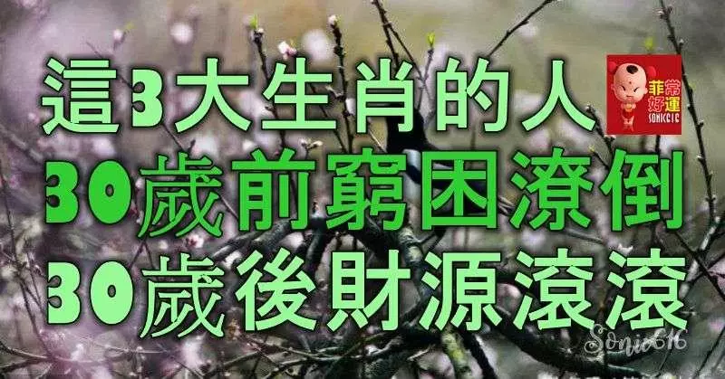這3大生肖的人,30歲前窮困潦倒,30歲後財源滾滾,大富大貴