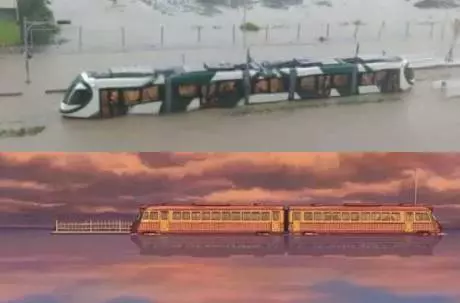 高雄暴雨「輕軌→水上列車」 意外重現《神隱少女》經典場景!