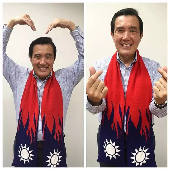 馬英九稱自己暖男　圍國旗圍巾網友紛喊帥