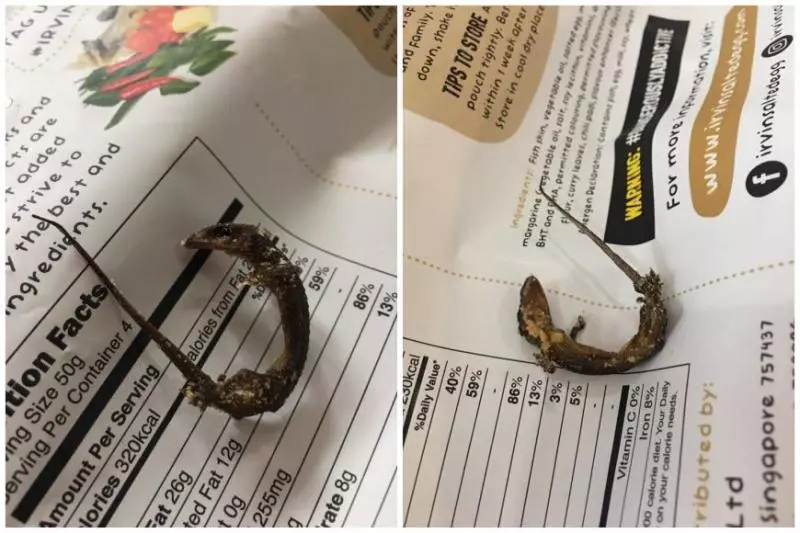 【太噁心了!】吃「鹹蛋魚皮」零食發現有「炸壁虎」!網友:一開始以為是炸魚頭!