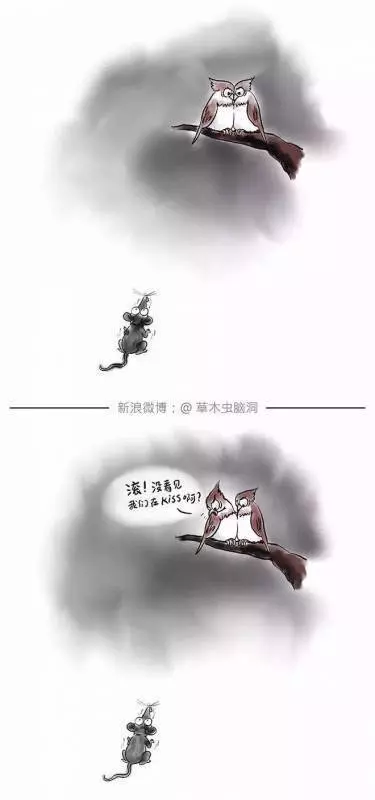 17張「讓人腦洞大開」的深度意涵插畫。 #3. 親就親裝什麼貓頭鷹!XDXD