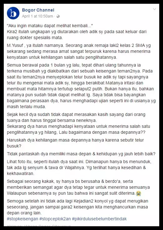 往壽星臉上砸雞蛋,不偏不倚砸中眼睛,害他從此瞎掉一隻眼!
