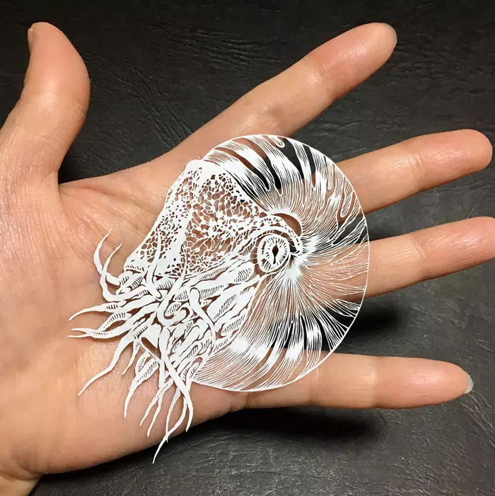 日本媽媽的剪紙作品太神了 年度大作「海章魚」宛如吹彈可破的肌膚
