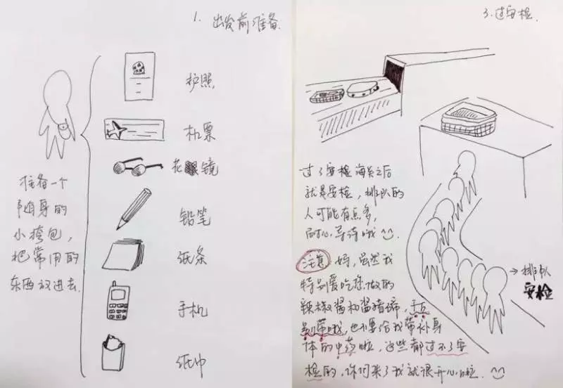 60歲父母首次出國又不懂英語,女兒手繪史上最強「出入境攻略」感動了千萬人!