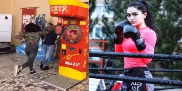 影:19歲正妹拳擊選手挑戰拳擊機!沒想到「一揮拳」旁觀男子直接KO?網笑瘋:難道是「拳風」!