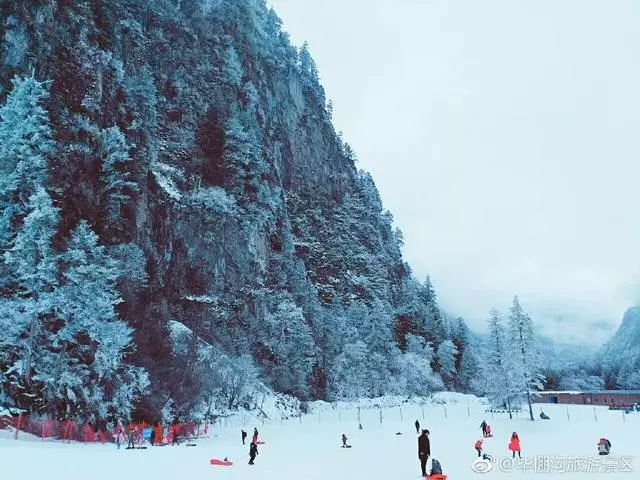 這裡一下雪就美成了現實版的天空之城,還能泡著溫泉看雪山