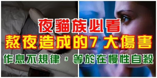 夜貓族必看!熬夜造成的7大傷害!專家:作息不規律,等於在慢性自殺!