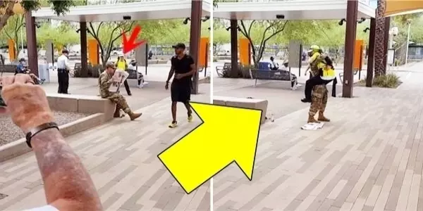 阿兵哥兒子放假,街上裝成看報紙路人,想送媽媽一個驚喜!路過的媽媽一眼認出兒子!她的反應看哭了!