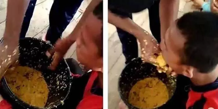 教官逼學員吃下 一桶噁食