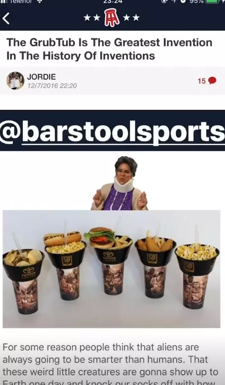 最偉大的發明!球場出現人手一個「肥宅快樂杯」 炸雞可樂同時GET❤️️