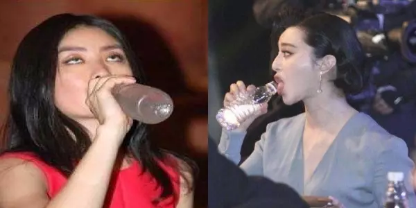女明星「喝水」美貌醜態百百款!范冰冰喝水被批「吸奶瓶」而劉亦菲「喝水」永遠最美!