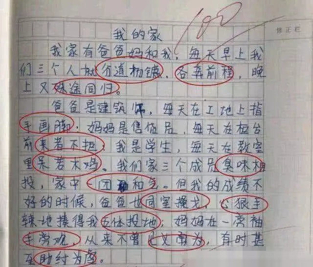 「爆笑」小學生滿分作文《我的家》走紅,連用十多個成語,老師都給跪了:算你狠,100分拿去!