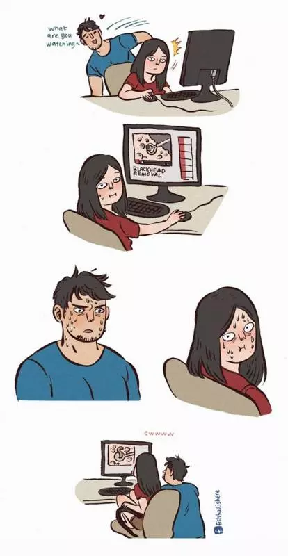 19張證明「越欠揍反而越甜蜜」的情侶插畫第2張男友的鬍子就該這樣刮!!