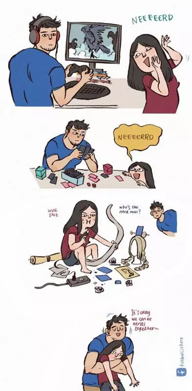 19張證明「越欠揍反而越甜蜜」的情侶插畫第2張男友的鬍子就該這樣刮!!