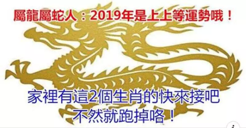 屬龍屬蛇人:2019年是上上等運勢哦!家裡有這2個生肖的快來接吧,不然就跑掉咯!