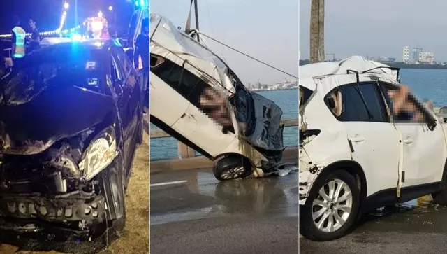 休旅車遭撞墜海 駕駛繫安全帶想逃卻慘死