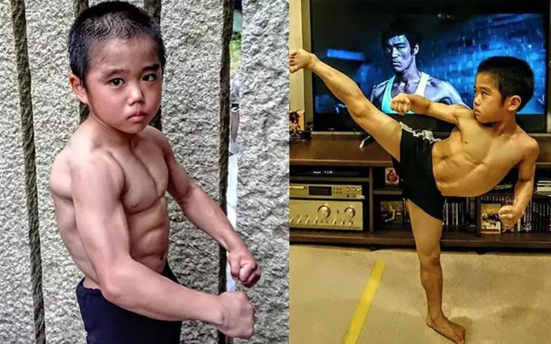 8歲小弟全身肌肉炸出 超猛「單手伏地挺身」1歲時立志當李小龍接班人...網驚:史上第一筋肉男童